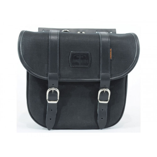 Black 8L Waxed Canvas LOX Saddlebag By Longride CUS129WBLA