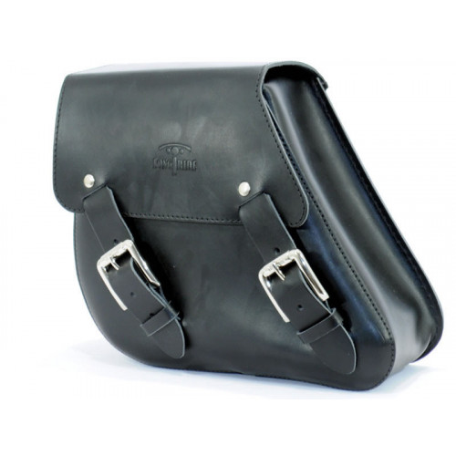 Black 5.8L Leather Swing Arm Bag By Longride CUS281