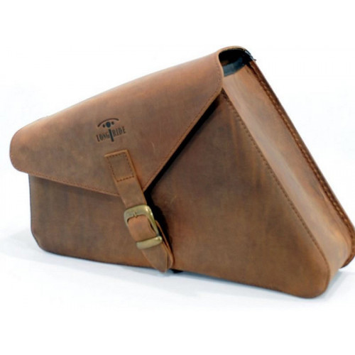 Brown 5.8L Leather Swing Arm Bag By Longride CUS282R