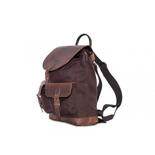 Brown Waxed Canvas Backpack By Longride CUS4027WBRO