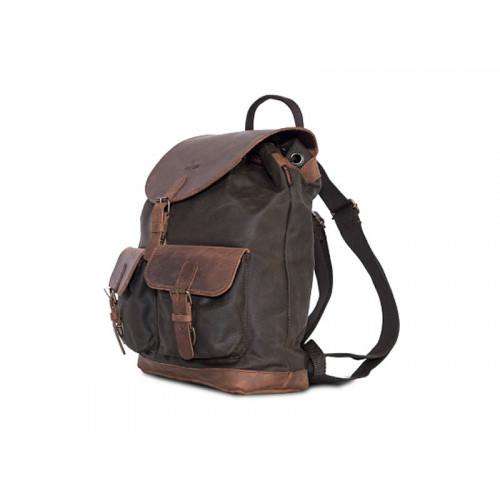 Khaki Waxed Canvas Backpack By Longride CUS4027WKHA