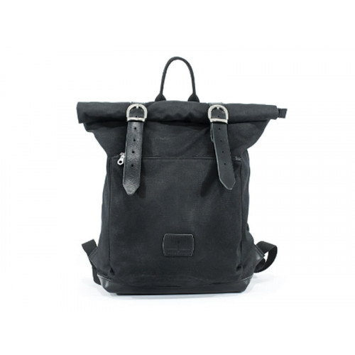 Black Waxed Canvas Backpack By Longride CUS4055WBLA