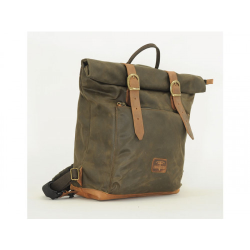 Khaki Waxed Canvas Backpack By Longride CUS4055WKHA