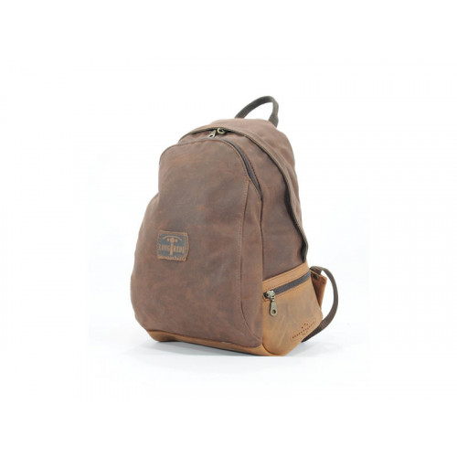 Brown Waxed Canvas Backpack By Longride CUS4515WBRO