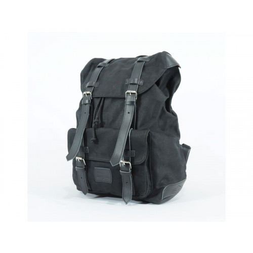 Black Waxed Canvas Backpack By Longride CUS4516WBLA