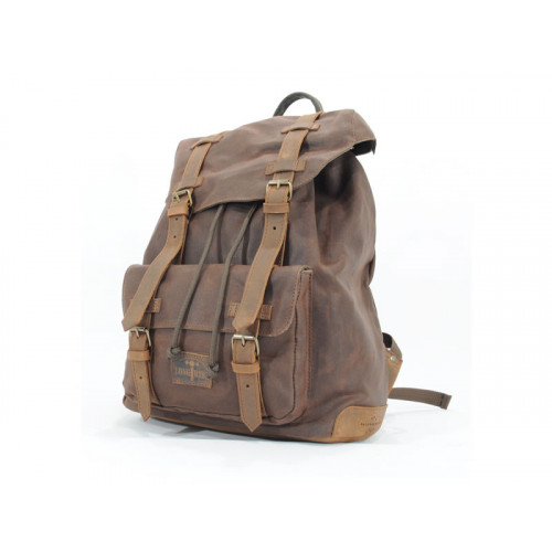 Brown Waxed Canvas Backpack By Longride CUS4516WBRO