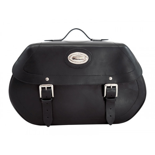 Black 38L Leather Saddlebags By Longride HCL145