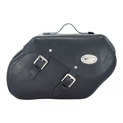 Black 34L Leather Saddlebags By Longride HCL147