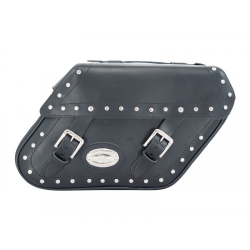 Black 27L Studded Leather Saddlebags By Longride HCL149A