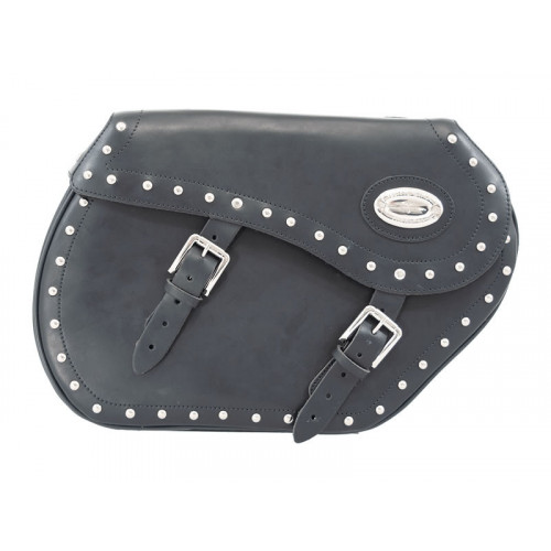 Black 44L Studded Leather Saddlebags By Longride HCL150A