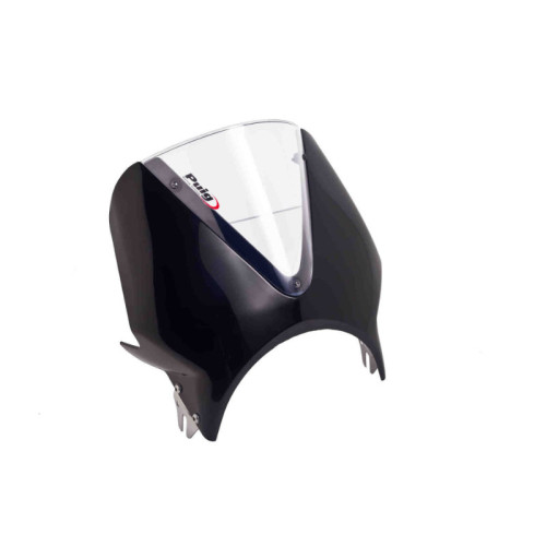 Black Fairing With Vision Screen (Clear) For Moto Guzzi V7 III Stone (17-21) By Puig 003NW