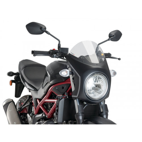 Retro Black Semi Fairing And Screen 195mm (Light Smoke) For Suzuki SV 650 (16-21) By Puig 3169H