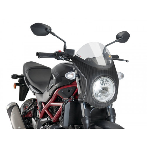 Retro Carbon Look Semi Fairing And Screen 195mm (Clear) For Suzuki SV 650 (16-21) By Puig 3170W