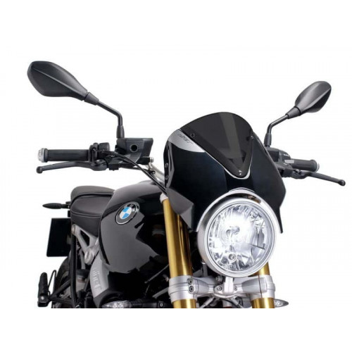 Retrovision Black Semi Fairing And Screen (Dark Smoke) For BMW R Nine T Urban S (21-22) By Puig 7012F