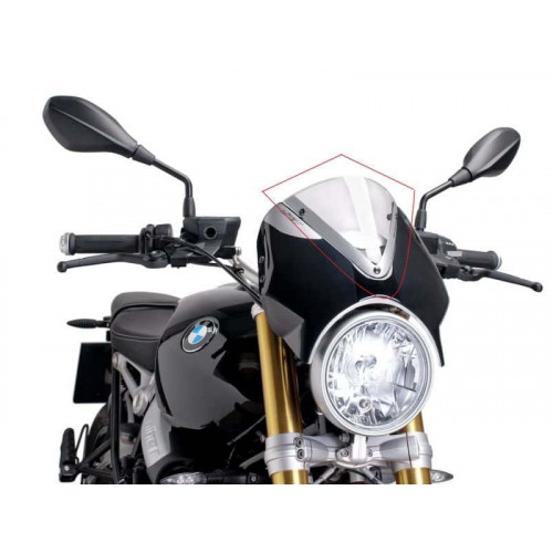 Retrovision Black Semi Fairing And Screen (Clear) For BMW R Nine T Urban G (21-22) By Puig 7012W