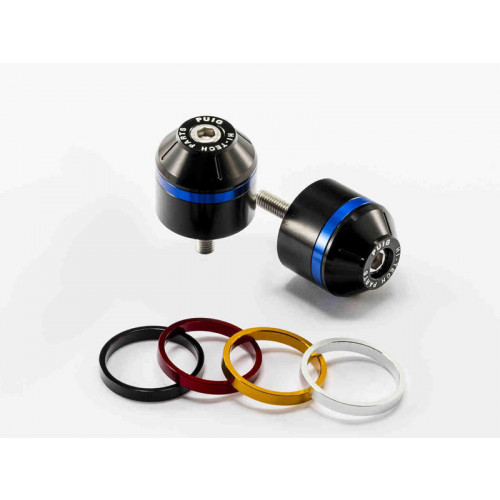 Short Bar End Weights With Coloured Rim (Black) For Triumph Street Triple (13-16) By Puig 8157N