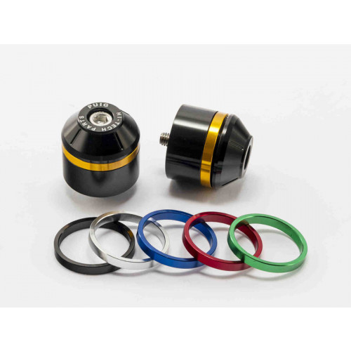 Short Bar End Weights With Coloured Rim (Black) For Triumph Street Triple R (17-19) By Puig 8860N