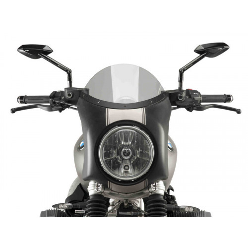 Retro Black Semi Fairing And Screen 180mm (Light Smoke) For BMW R Nine T Scrambler (16-20) By Puig 9253H