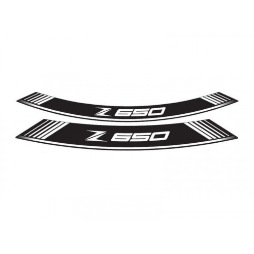 Wheel Rim Stickers (White) For Kawasaki Z650 (17-21) By Puig 9290B