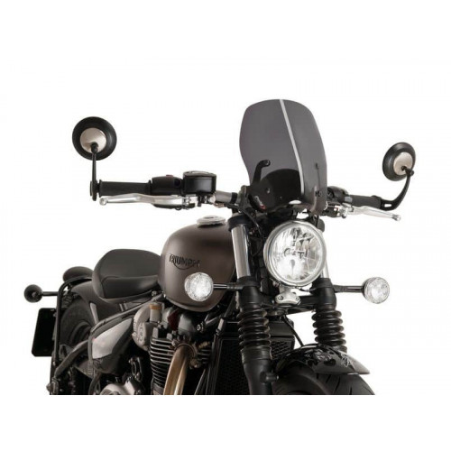 New Generation Touring Screen (Dark Smoke) For Triumph Bonneville Bobber (17-21) By Puig 9437F