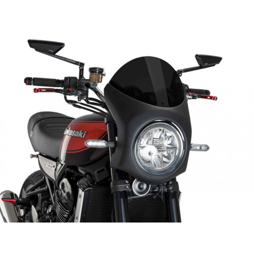 Retro Black Semi Fairing And Screen 195mm (Dark Smoke) For Kawasaki Z900 RS (18-21) By Puig 9595F