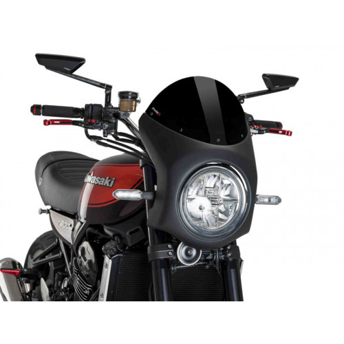 Retro Black Semi Fairing And Screen 195mm (Black) For Kawasaki Z900 RS (18-21) By Puig 9595N