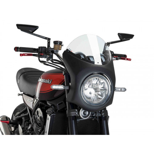 Retro Black Semi Fairing And Screen 195mm (Clear) For Kawasaki Z900 RS (18-21) By Puig 9595W