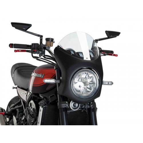 Retro Carbon Look Semi Fairing And Screen 195mm (Clear) For Kawasaki Z900 RS (18-21) By Puig 9596W