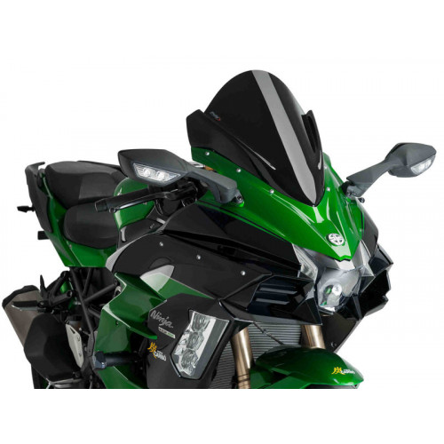 Racing Screen (Black) For Kawasaki Ninja H2 SX (18-21) By Puig 9704N